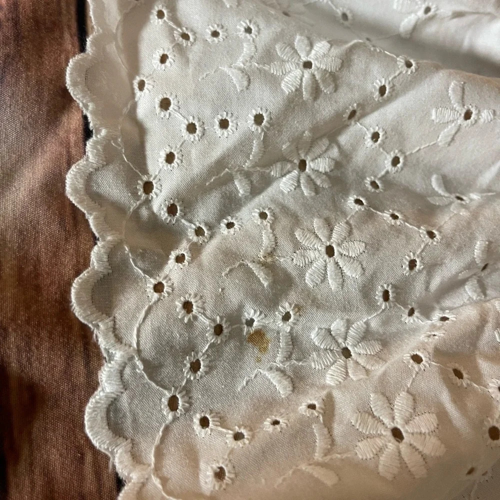Vintage Precious Moments Handmade Cross stitched Baby Blanket w/ Eyelet Ruffle - Picture 7 of 14